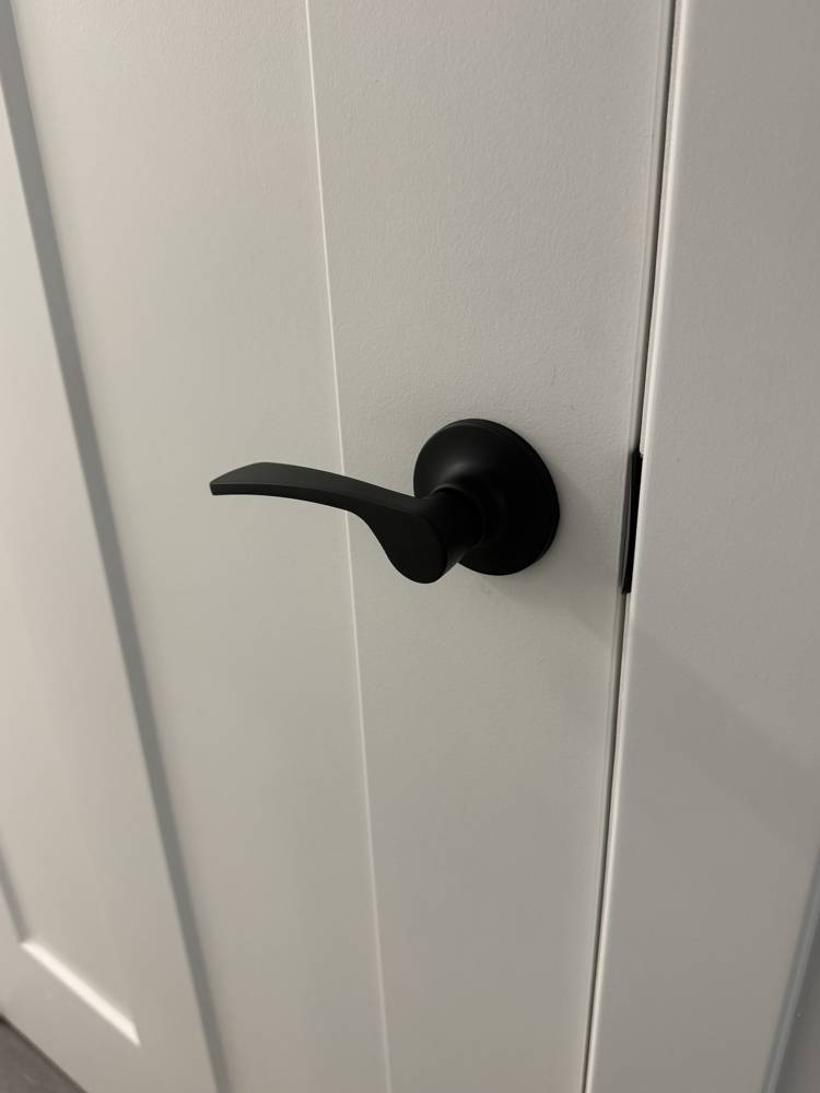 Matte black door lever